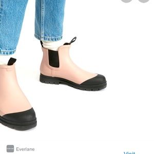 Sold out Everlane rain boots in millennial pink